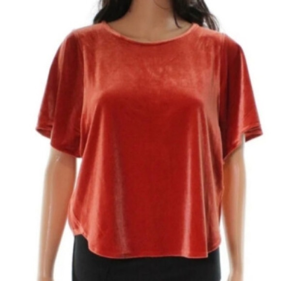 Madewell velvet prettiest orange butterfly open sleeve top. - Picture 1 of 6